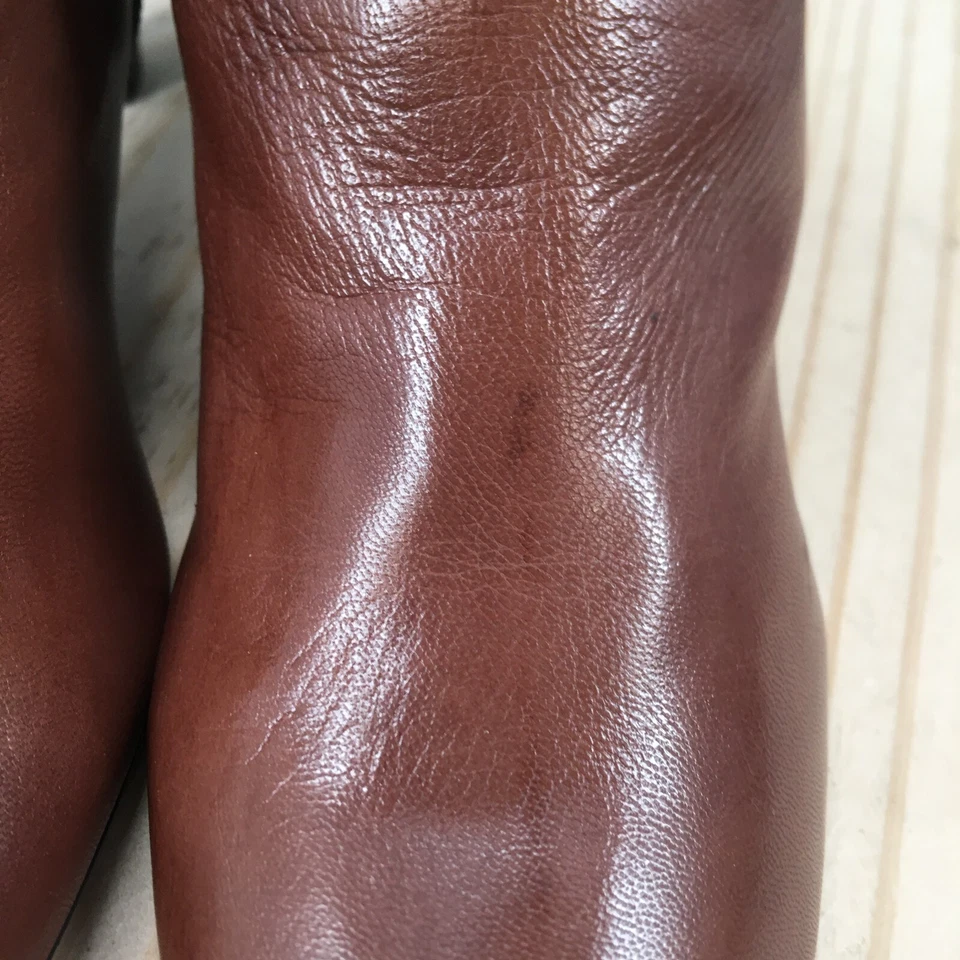 Botas Bandolino Mujer 10 Motociclista Marrón Imitación Cuero Hebilla Cremallera Lateral Tacones Cono Foto 3 de 4