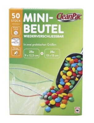 CleanPac Mini-Beutel, wiederverschließbar, 50 Stück, 2 Größen | eBay.de