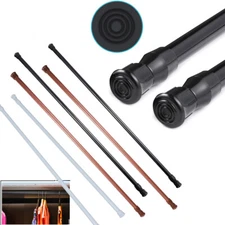 2 Packs Tension Curtain Rod Spring Load Adjustable Curtain Pole Heavy-Duty Steel