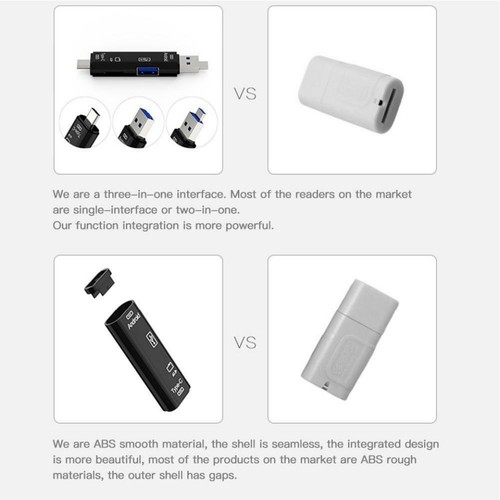 5in1 USB2.0 Type C/USB/Micro USB SD TF Memory Cards Reader OTG-Adapters-Cables - Photo 3 sur 14