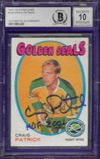 CRAIG PATRICK SIGNED 1971/72 OPC ROOKIE #184 INSCRIBED HOF 2001 BAS BGS 10 AUTO