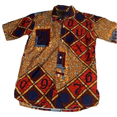 Colorful Geometric Pattern Short Sleeve Button Down Juneteenth