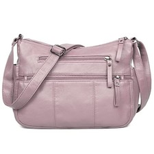 Purses for Women Soft PU Leather Shoulder Bag Ladies Crossbody Pink-11.8"