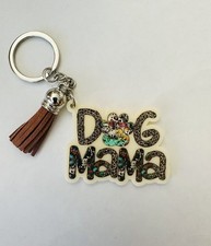 Dog Mama Keychain with Paw Prints Dog Mom Keychain
