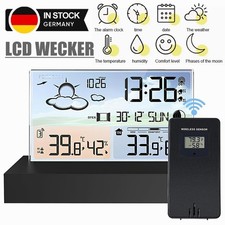 Wetterstation Funk Mit Farbdisplay Thermometer Innen-Außensensor Digitale Wecker