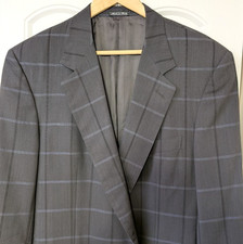 Ermenegildo Zegna Dark Gray Windowpane Sz 46 Wool Blazer SportCoat Made in Italy