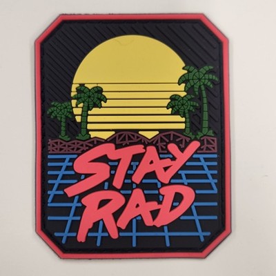 Stay Rad Hook and Loop Patch Badge Rubber PVC 3D Morale 80s Kung Fury