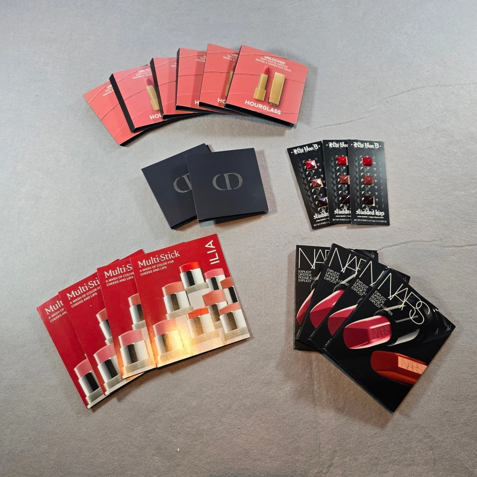 Luxury Beauty Sample Bundle 20 Dior NARS Hourglass ILIA Kat Von D Lipstick Cheek