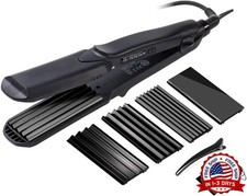 Plancha y rizador de pelo 4en1 de cer mica y turmalina con temperatura ajustable