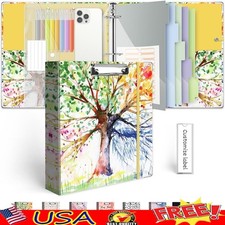 3 Ring Binder W/ Clipboard 5 Tab Dividers Clear Folders Elastic Closure 11x8.5