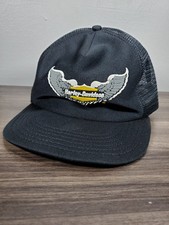 Vintage Harley Davidson Trucker Hat Black Mesh Snapback Cap USA Made Motorcycles