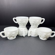 Vintage Westmoreland Milk Glass Punch Bowl Cups, Coffee/teas Mugs, lot of 6 cups