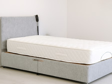 3ft Steel Grey Electric Adjustable Bed + Headboard + Gel Cool Pocket Mattress