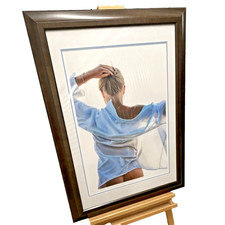 Johannes Wessmark - Hyperrealism - Framed - Translucency - Beauty in Blue Shirt