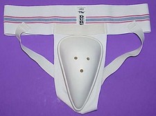 A NOS, DUKE BRAND, SIZE LG. CUP JOCKSTRAP  WITH FREE HARD PROTECTIVE CUP