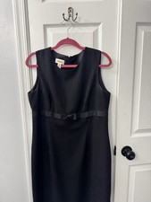 TALBOTS.. Black Sleeveless Dress With Bow In Center. Zipper Down Back Size 12
