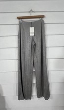 New ZARA Woman Gray Sparkly High Rise Shiny Stretch Straight Pants Size S Y1016C