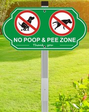 Heavy Duty Aluminum No Dog Poop Signs for Yard, 14" x 7" Metal No Poop And Pe...