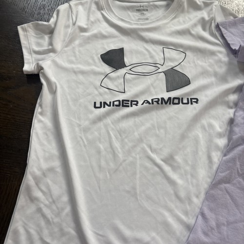 Under Armour Girls M Purple And White Athletic Shirt Lot of 2 - Picture 3 of 6