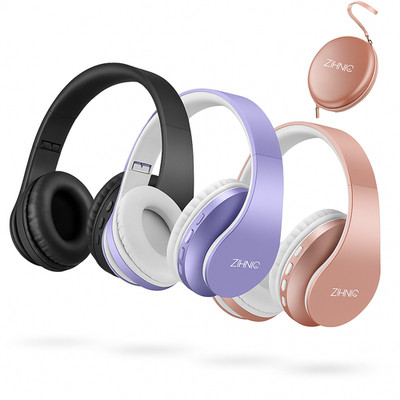 ZIHNIC Bluetooth Kopfhörer Over-Ear, faltbares kabelloses und kabelgebundenes Stereo Headset
