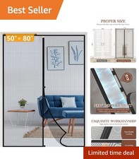 Reinforced Magnetic Screen Door 52"x81" - Fits 50"x80" Doors, Pet Friendly