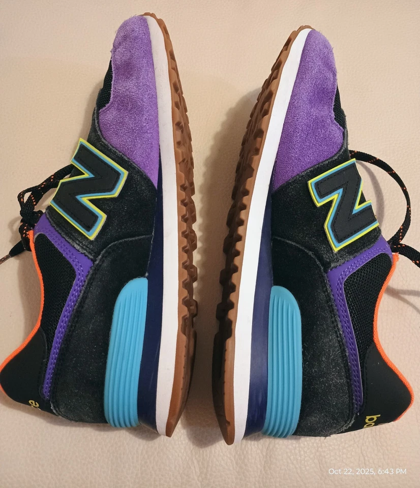 Новый баланс 574 кроссовки черный оранжевый фиолетовый синий мужской размер 9 (ЕС 42,5) - Изображение 2 из 4