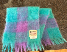 Vintage Glentana 70 Mohair 30 Wool Scotland Scarf Aqua Purple