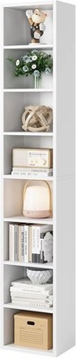 Narrow Bookshelf 8-Tier CD DVD Slim Media Tower Rack Corner 71 Inches Tall 