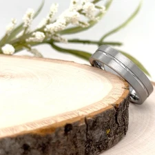 High Polished Silver Tungsten 6mm Ring Brushed Center Grooved Finish Unisex Band