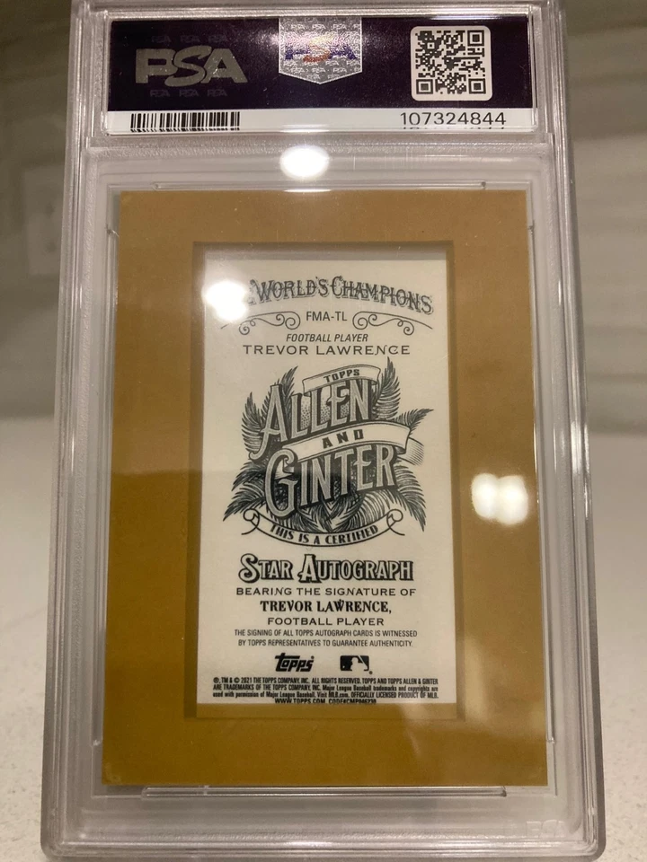 2021 Topps Allen & Ginter Trevor Lawrence Rookie Mini Auto PSA 10 POP 6 JAGUARS - Image 2 of 2