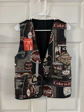 Vintage Coca Cola Vest Size Medium Front All Over Print Tapestry Advertising