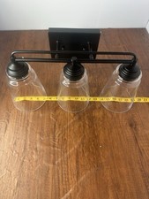 3-Light Bathroom Vanity Light Black Farmhouse Wall Fixture Clear Glass Shades