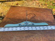 Vintage 1930's Kids Clothes Hangar Blue Wood Three Dogs Playing Balls