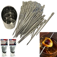 200 Silver Cocktail Picks Fruit Cheese Appetizer Skewer Picker Food Sample 3.3"