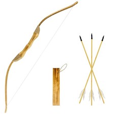 Youth Wooden Bow and Arrow Set, 40 Inch Handmade Wooden Bow and Arrow Cosplay...