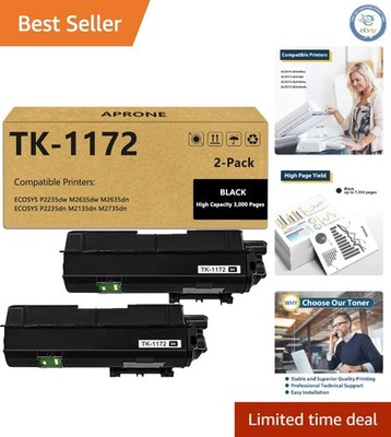 Compatible Kyocera TK-1172 Toner Cartridges   7200 Pages, Easy Install, 2-Pack