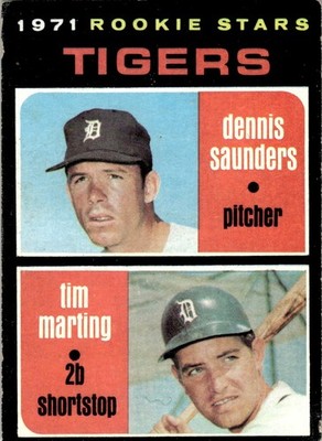 1971 Topps Tigers Rookies - Dennis Saunders/Tim Marting RC Detroit Tigers #423