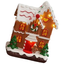 Mini Resin Christmas Cottage Figurine with Glowing LED and Music Box