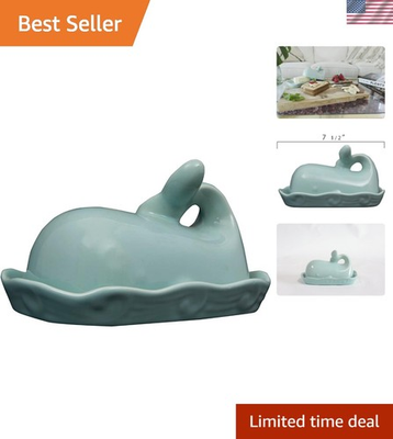 #ad Adorable Whale Shaped Butter Dish in Aqua Durable and Stylish Design $62.99