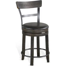 Sunny Designs Homestead 24" Swivel Barstool with Back in Tobacco Leaf (Set of 2)