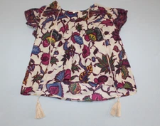 Love The Label Womens Multicolor Floral Ruffle Sleeve Blouse Cotton S