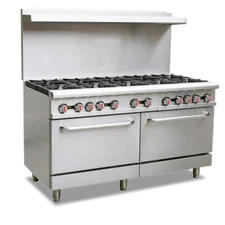 Omcan USA 46027 60" Natural Gas Restaurant Range w/ (10) Open Burners, (2) St...