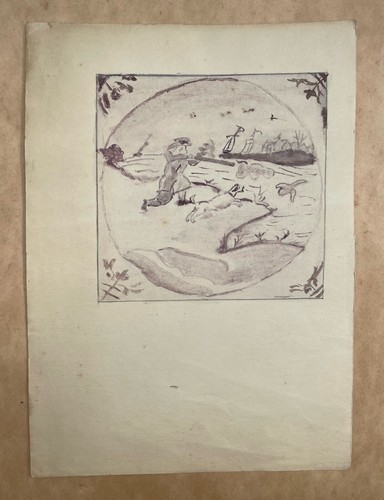 Feature Wall Decor x11 19c Figural Ink and Wash Delft Tile Illustrations - Picture 2 of 12