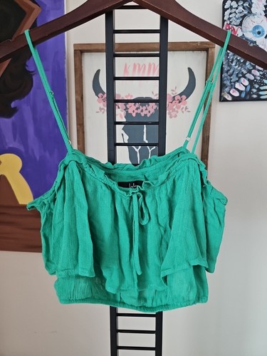 Lulus Size L 2PC Green Tropical Crop Top And Wrap Maxi Skirt Set Vacation - Picture 3 of 8