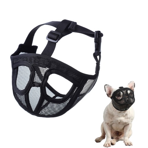 Muselière Réglable Pour Chien à Museau Court – Taille Unique – Maille Respirante – Bulldog