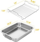 Tifanso Stainless Steel Roasting Pan - Heavy Duty Turkey Roasting Baking Broiler — photo 3