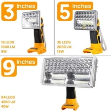 20V Light 3'' 5'' 9'' Flashlight Tools for Dewalt 20V Lithium-ion Battery w/ USB