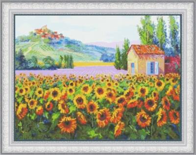 Cross stitch kit Blossoming fields 42x32cm Aida 16ct embroidery needlepoint kit