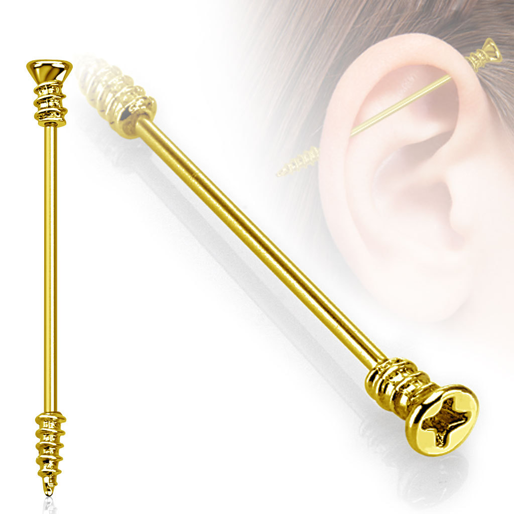 1.5" Industrial Barbell – 316L Surgical Steel Screw Design For Ear Piercing 12 thumbnail image