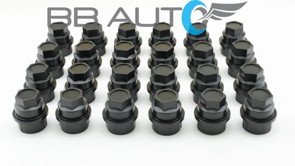 24 NUEVAS TAPAS DE TUERCAS NEGRAS CHEVY GMC SILVERADO 1500 2500 CAMIÓN TAMAÑO COMPLETO Foto 2 de 4